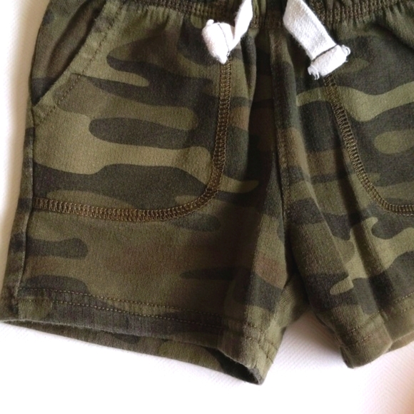 carter's comfy green camo pull-on shorts 12 months baby boy - Picture 3 of 6